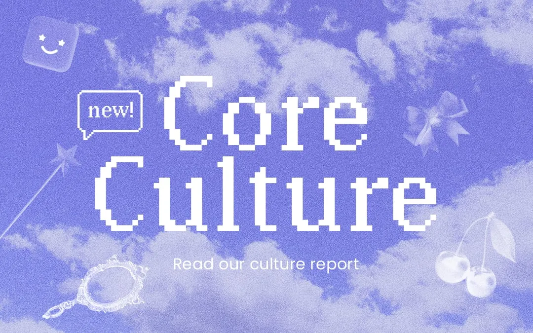 Core Culture report hero image for Bashful featuring pixel-style “Core Culture - Read our culture report” on blue cloud background